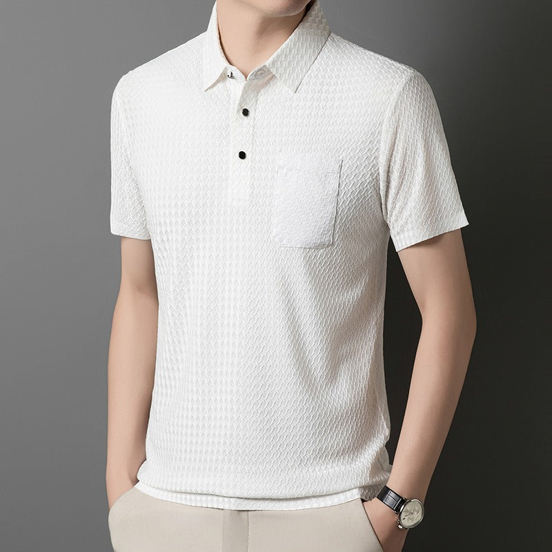 Polo Hombre Diseño Geométrico Bolsillo