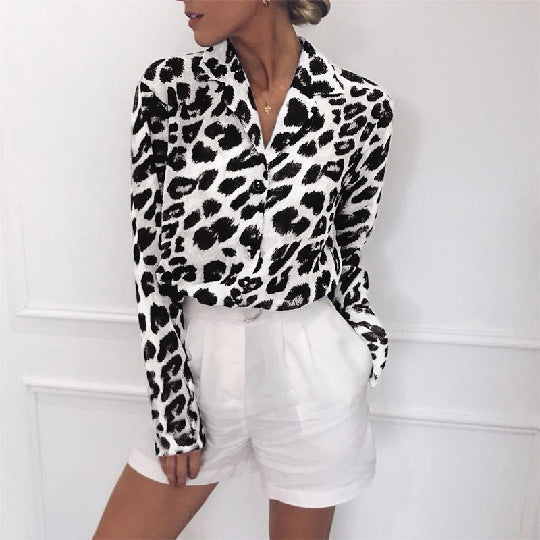 Blusa Leopard Estampado Cuello Alto Elegante - Vestiria
