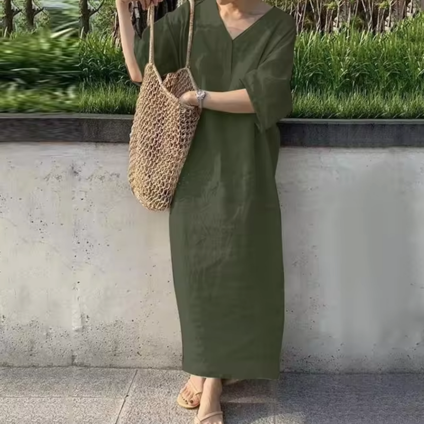 Vestido Lino Natural Amplio y Fresco