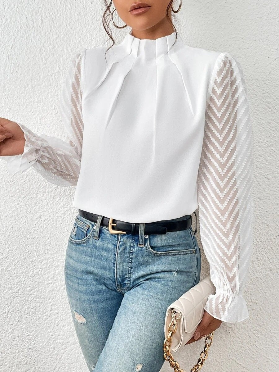 Blusa Mujer Cuello Alto Abierto Elegante