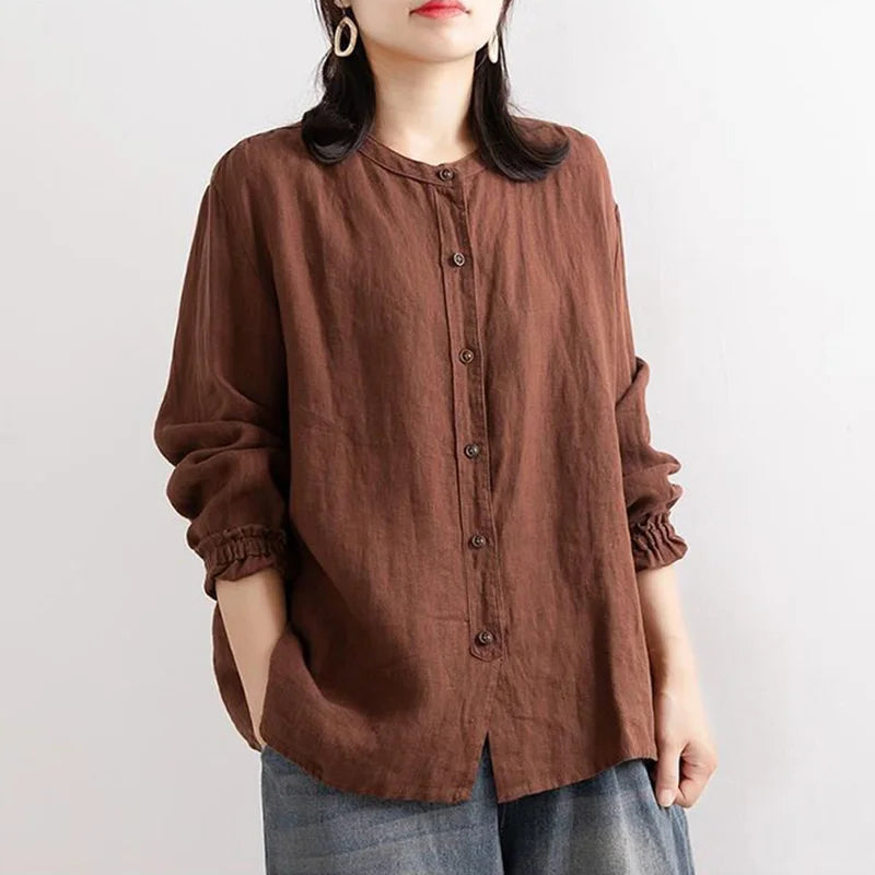Blusa Mujer Abotonada Manga Larga Elegante