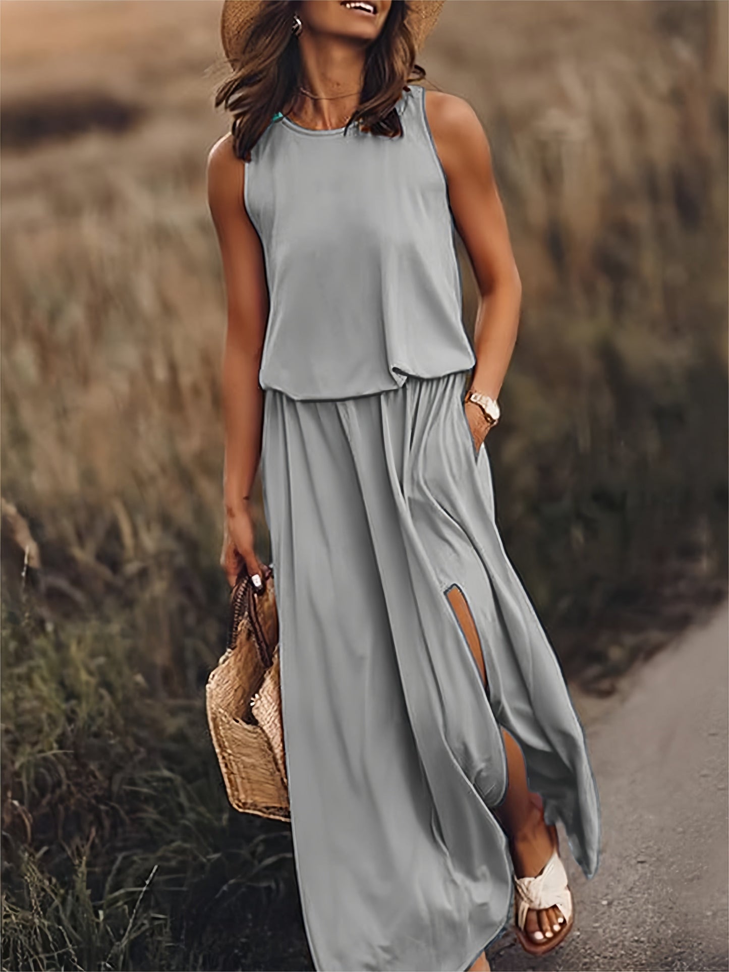 Vestido Maxi Verano Ligero Con Escote
