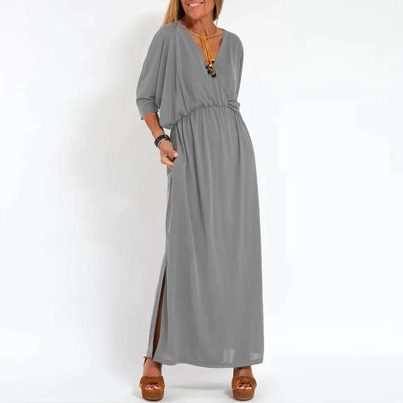 Vestido Largo Boho Cintura Alta Abierto Lado