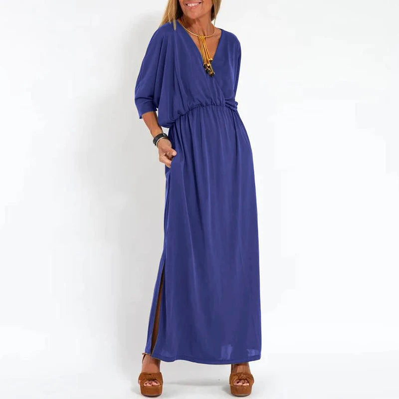 Vestido Largo Boho Cintura Alta Abierto Lado