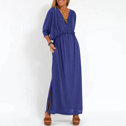 Vestido Largo Boho Cintura Alta Abierto Lado
