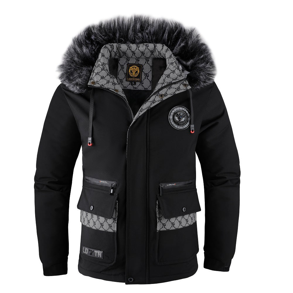 Chaqueta Hombre Abrigo Piel Capucha Desmontable