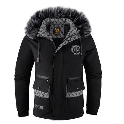 Chaqueta Hombre Abrigo Piel Capucha Desmontable