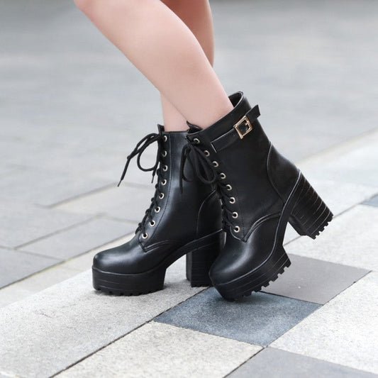 Botas Mujer Clásicas con Cordones y Hebilla - Vestiria