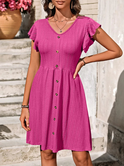 Vestido Elegante de Manga Larga con Volantes