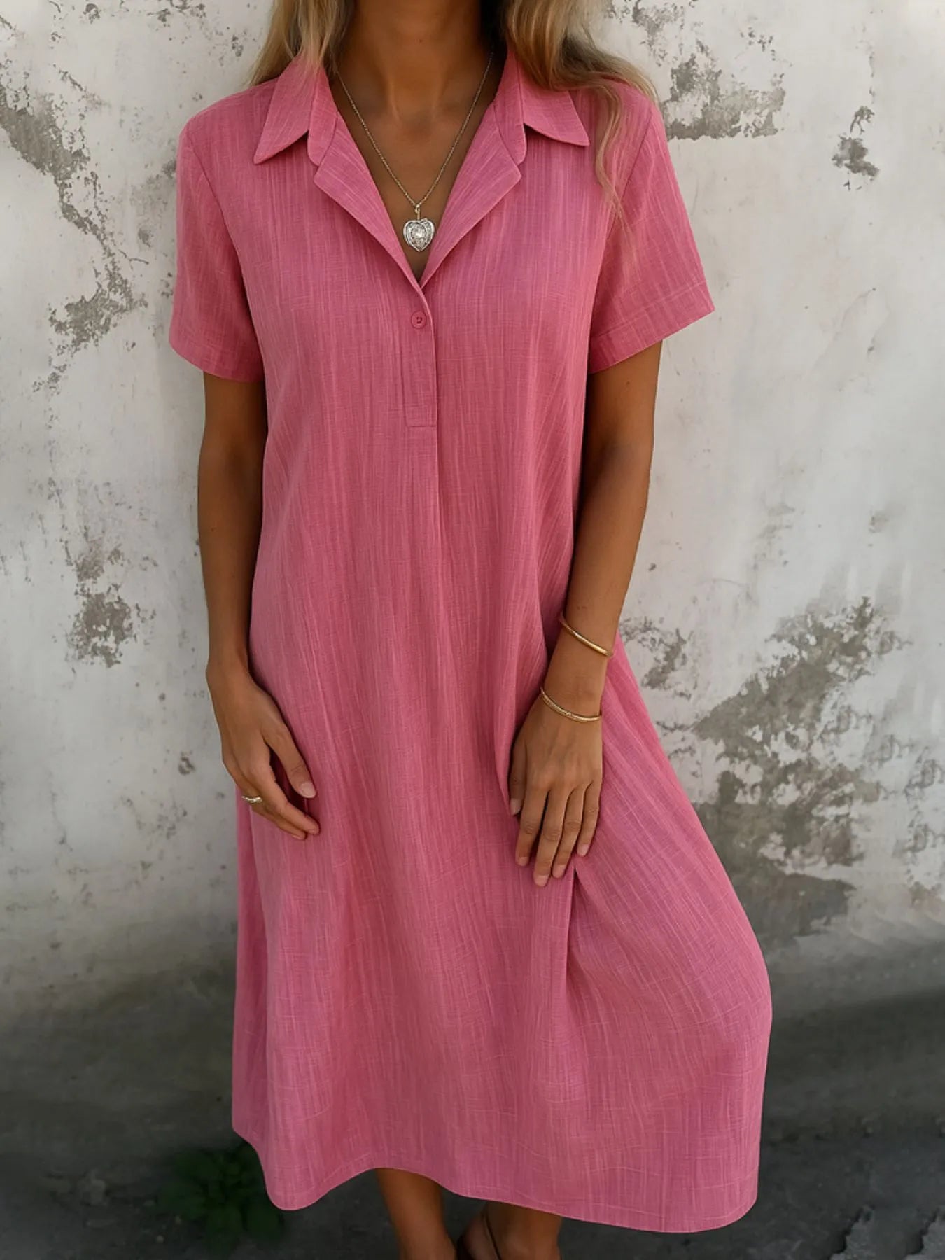 Vestido Largo Cómodo Manga Corta Casual