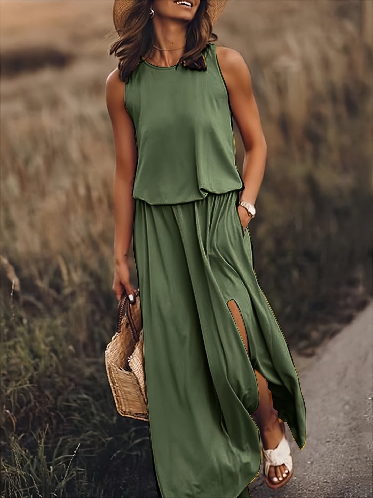 Vestido Maxi Verano Ligero Con Escote