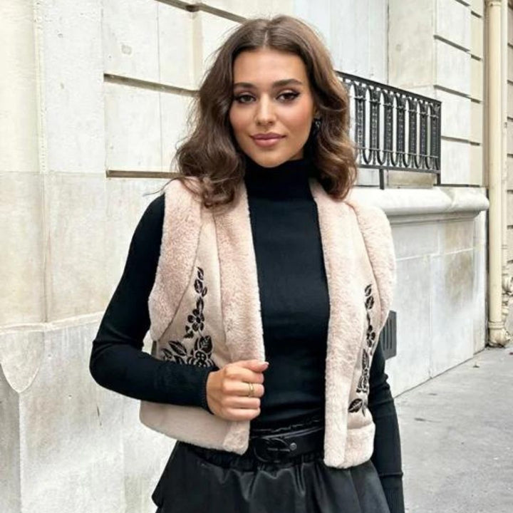 Chaleco Mujer Piel Sintética Elegante Negro - Vestiria
