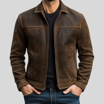 Chaqueta Piel Cuero Clásica Cremallera