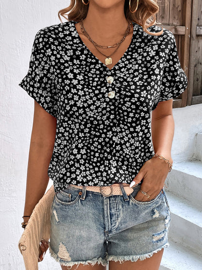 Blusa Florales Verano Manga Corta - Vestiria