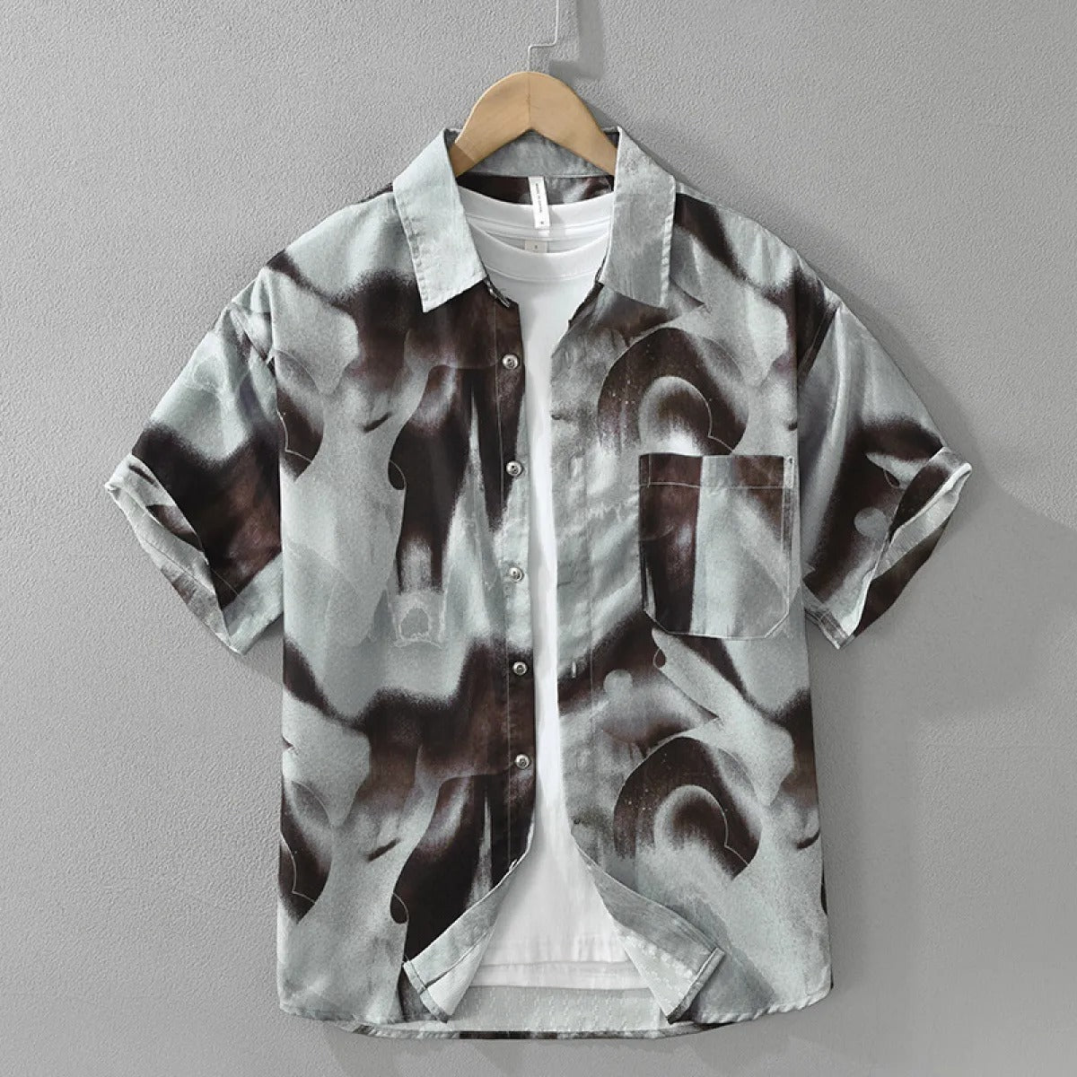 Camisa Hombre Estampado Geométrico Corte Clásico - Vestiria