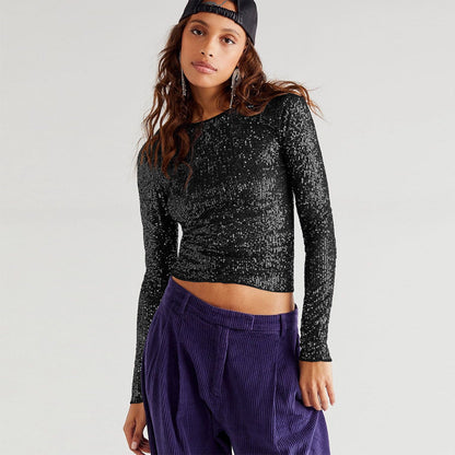 Top brillante de mujer con lentejuelas