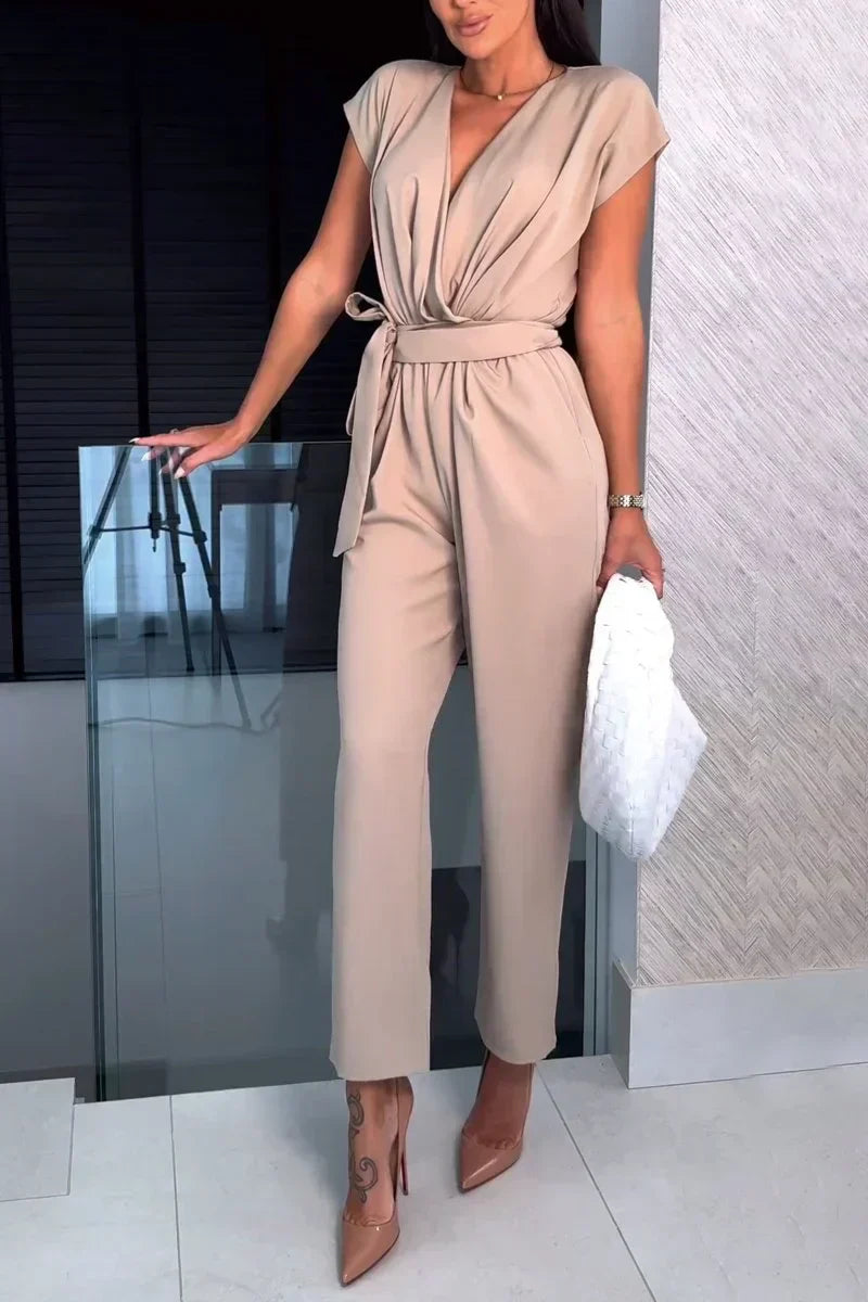 Vestido Mujer Verde Escote V Manga Corta