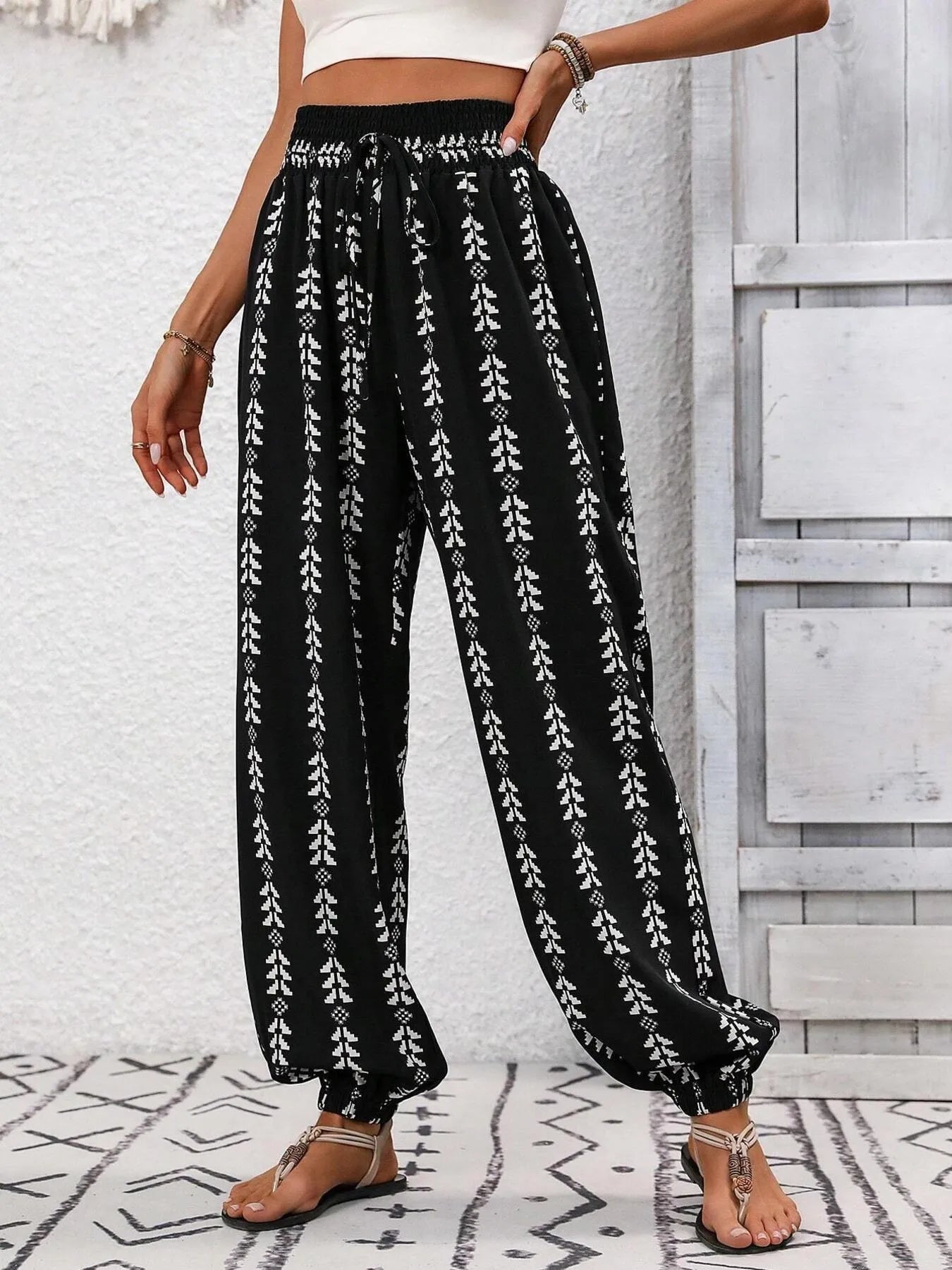 Pantalón Mujer Cintura Alta Estampado Floral - Vestiria