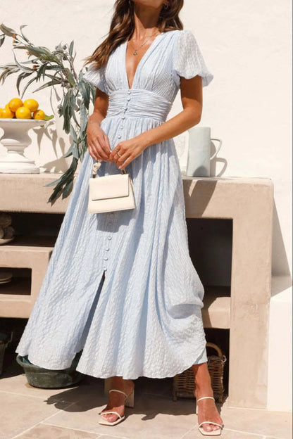 Vestido Elegante Manga Corta Estampado Floral