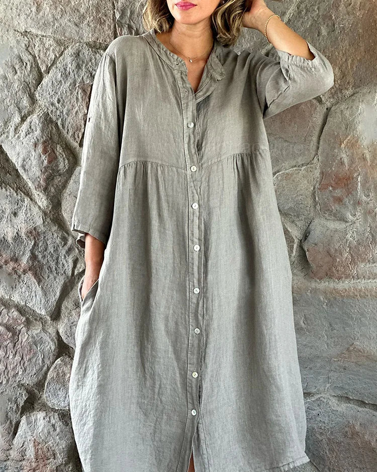 Vestido cómodo mujer corte suelto botones