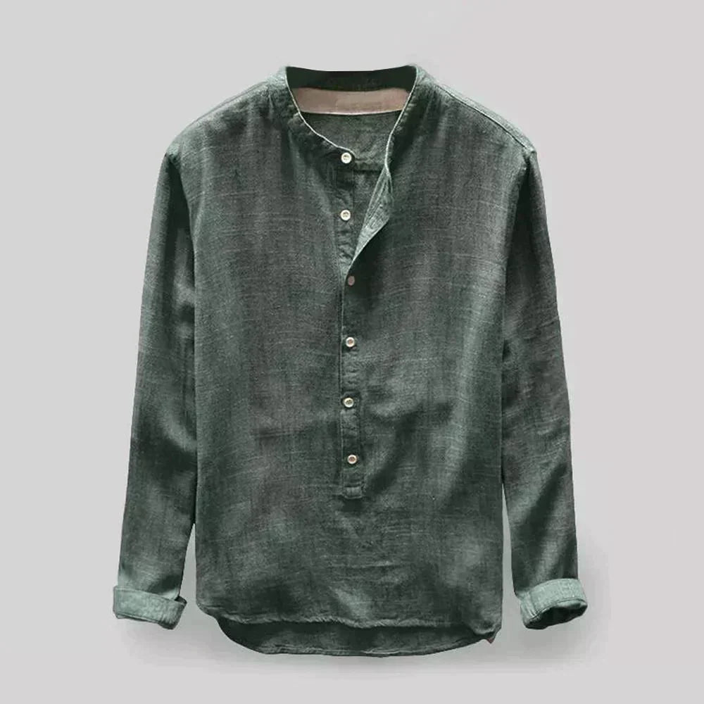 Camisa Hombre Cuello Mao Casual