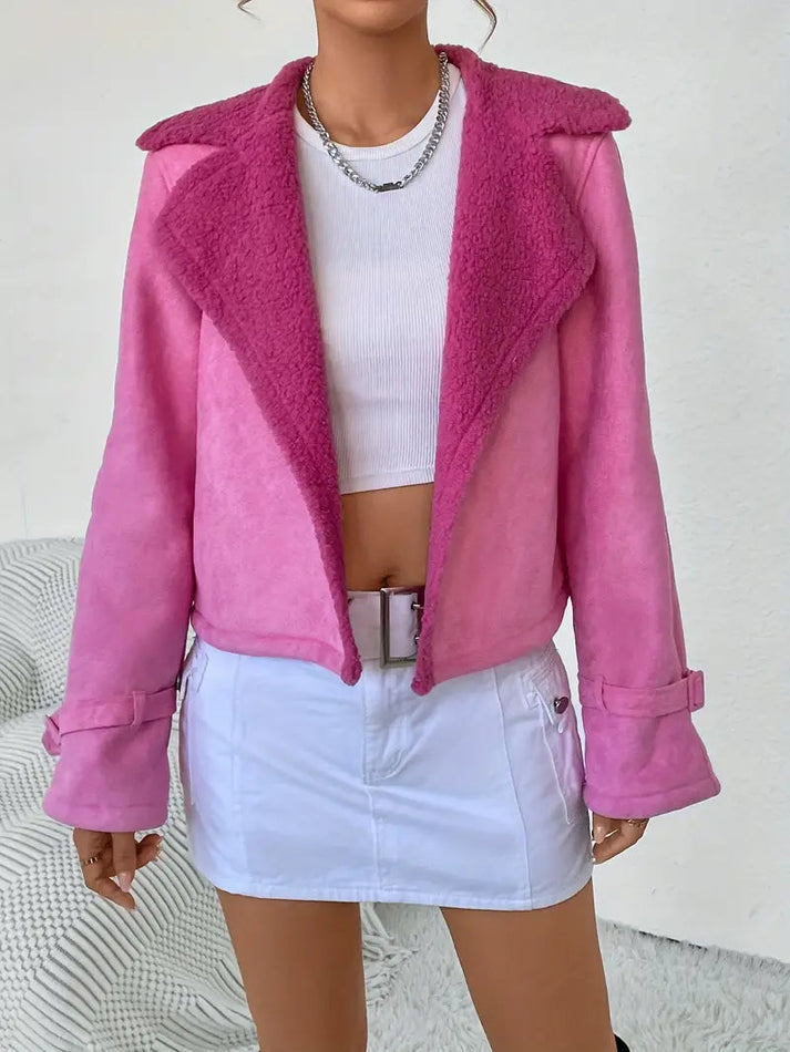 Chaqueta Cuero Rosa Mujer Estilo Retro - Vestiria