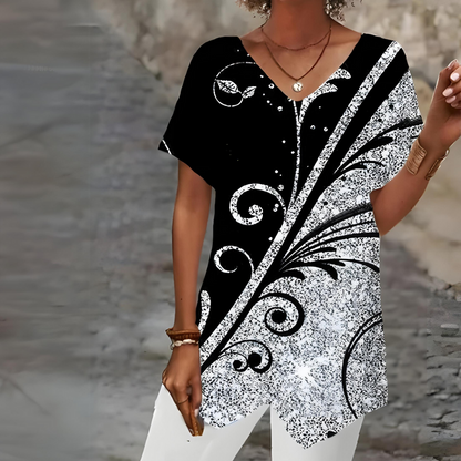 Camiseta Mujer Cuello V Elegante