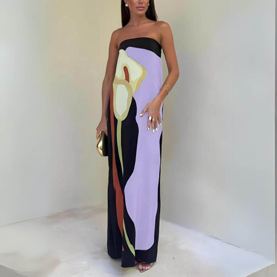 Vestido Largo Estampado Elegante Mujer