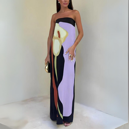 Vestido Largo Estampado Elegante Mujer