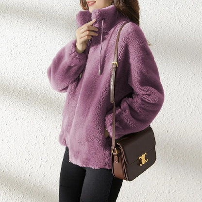 Chaqueta Teddy Mujer Cuello Alto Abrible