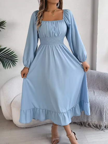 Vestido Mujer Cintura Alta con Mangas Voladas