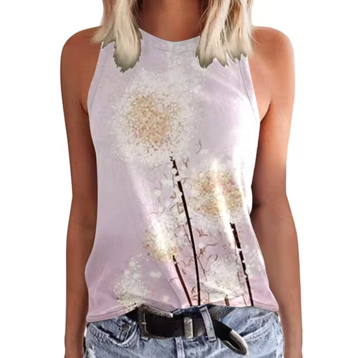 Top Floral Sin Mangas Mujer
