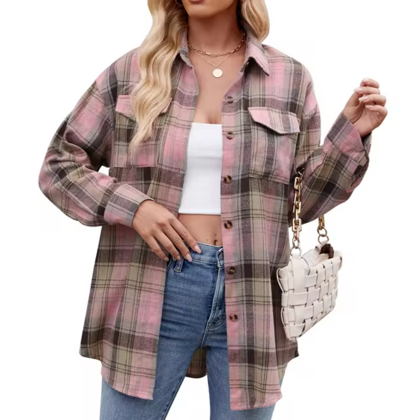 Camisa Cuadriculada Manga Larga Casual
