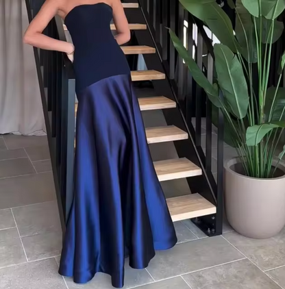 Vestido Largo sin Tirantes Chic Floral