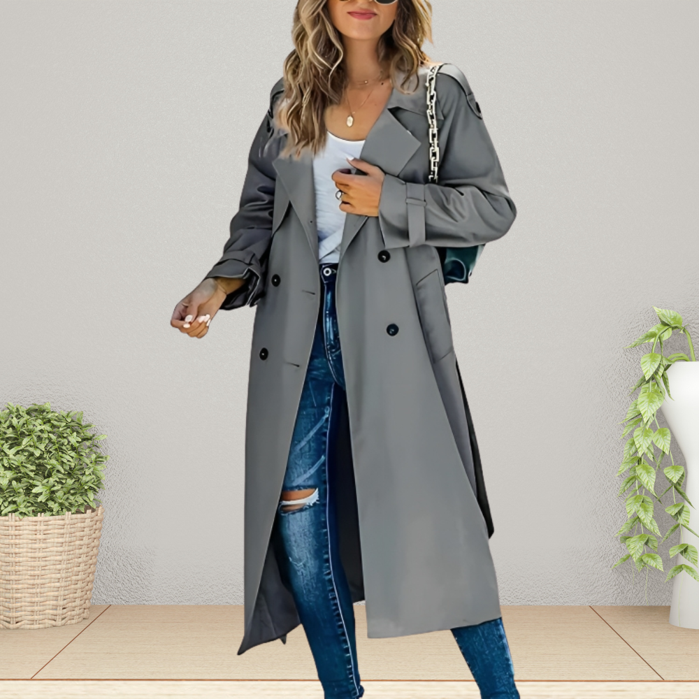 Gabardina Mujer Invierno Abotonada Elegante