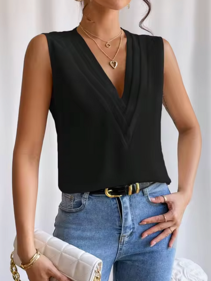 Top de Mujer sin Mangas Cuello en V Elegante