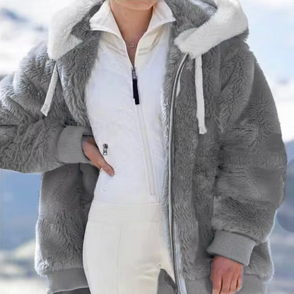 Chaqueta polar suave con capucha y forro de cachemir