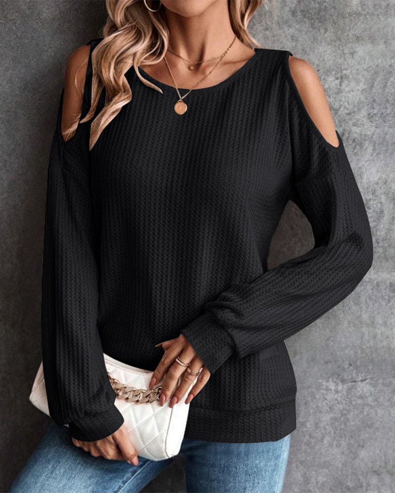 Sudadera informal manga larga sin hombros - Vestiria