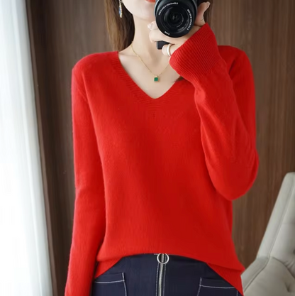 Sudadera de punto cuello en V cómoda