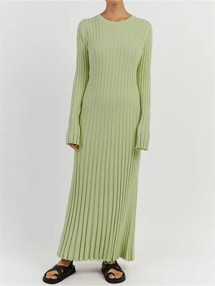 Vestido Largo Cuello Alto Elástico Mujer