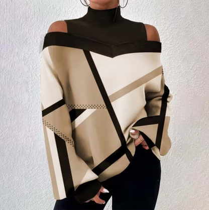 Blusa Mujer Off-Shoulder Cuello Alto Elegante