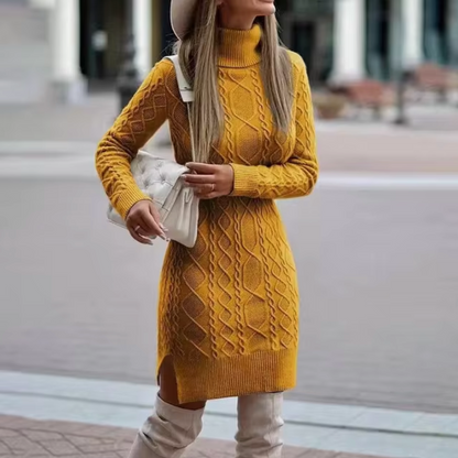 Vestido Jersey Cuello Alto Cálido
