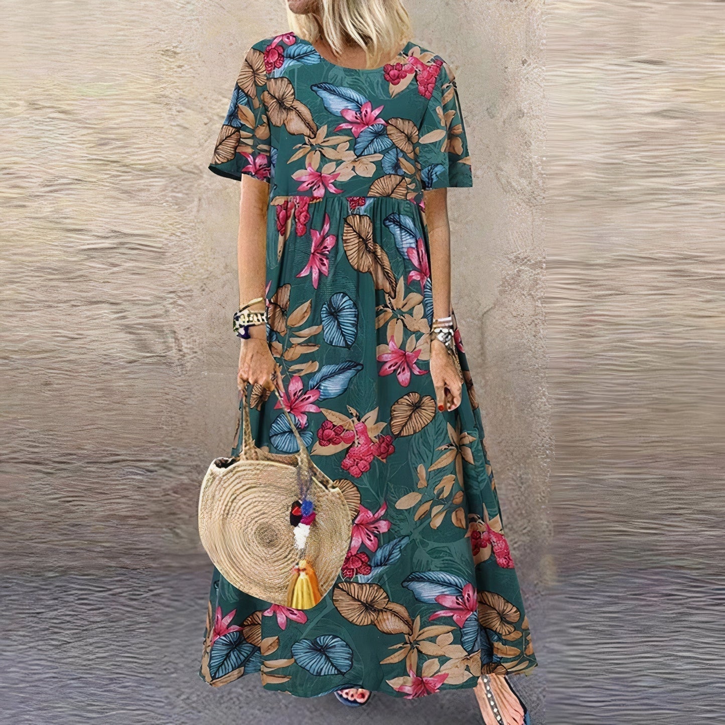 Vestido Floral Estampado Elegante Mujer