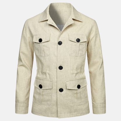 Chaqueta Hombre Clásica con Bolsillos y Cierre Botones