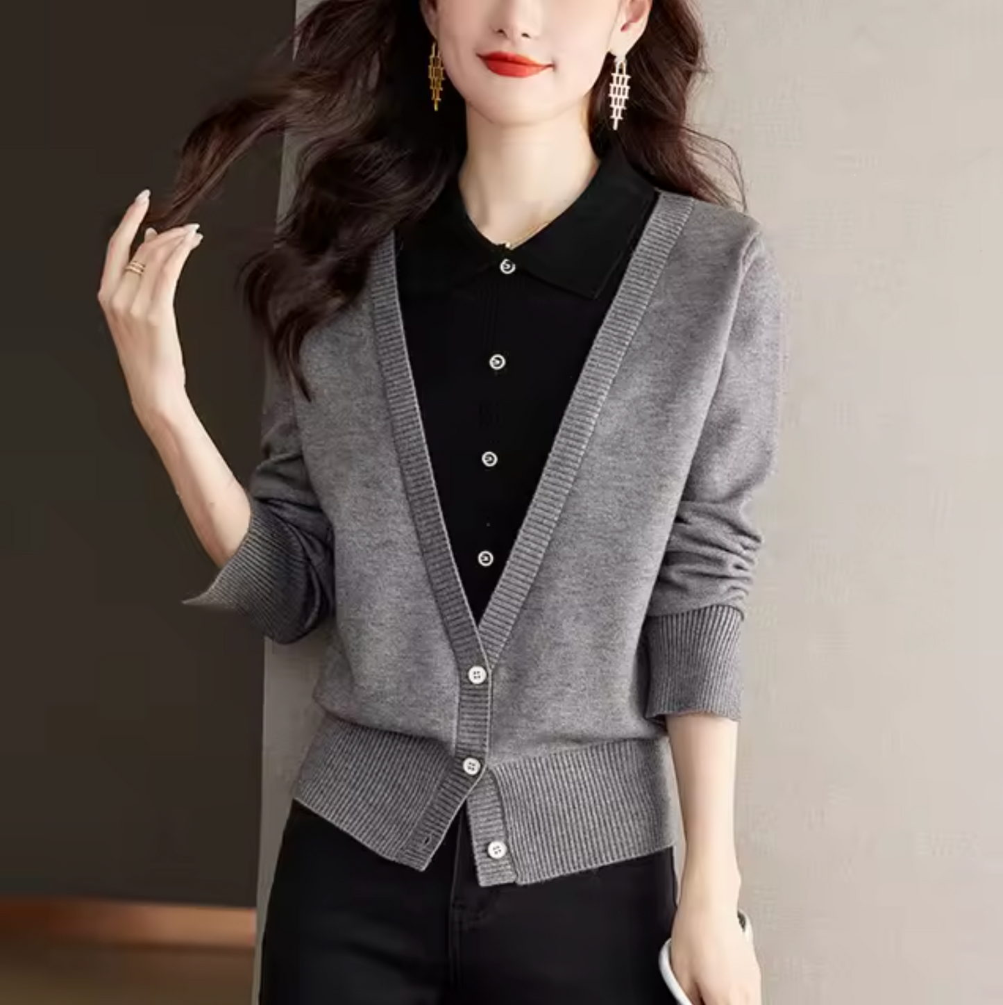Sudadera de punto cuello alto