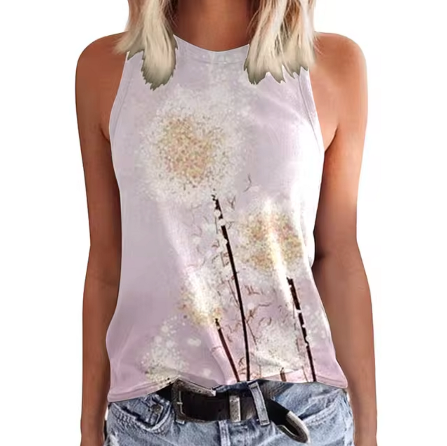 Top de Verano Florido sin Mangas
