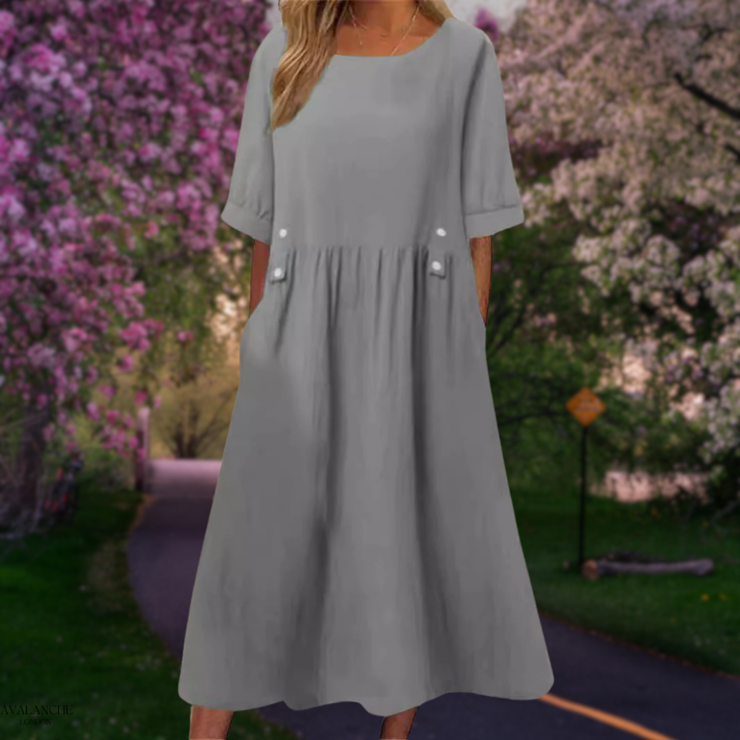 Vestido Midi Ligero de Verano con Mangas Cortas