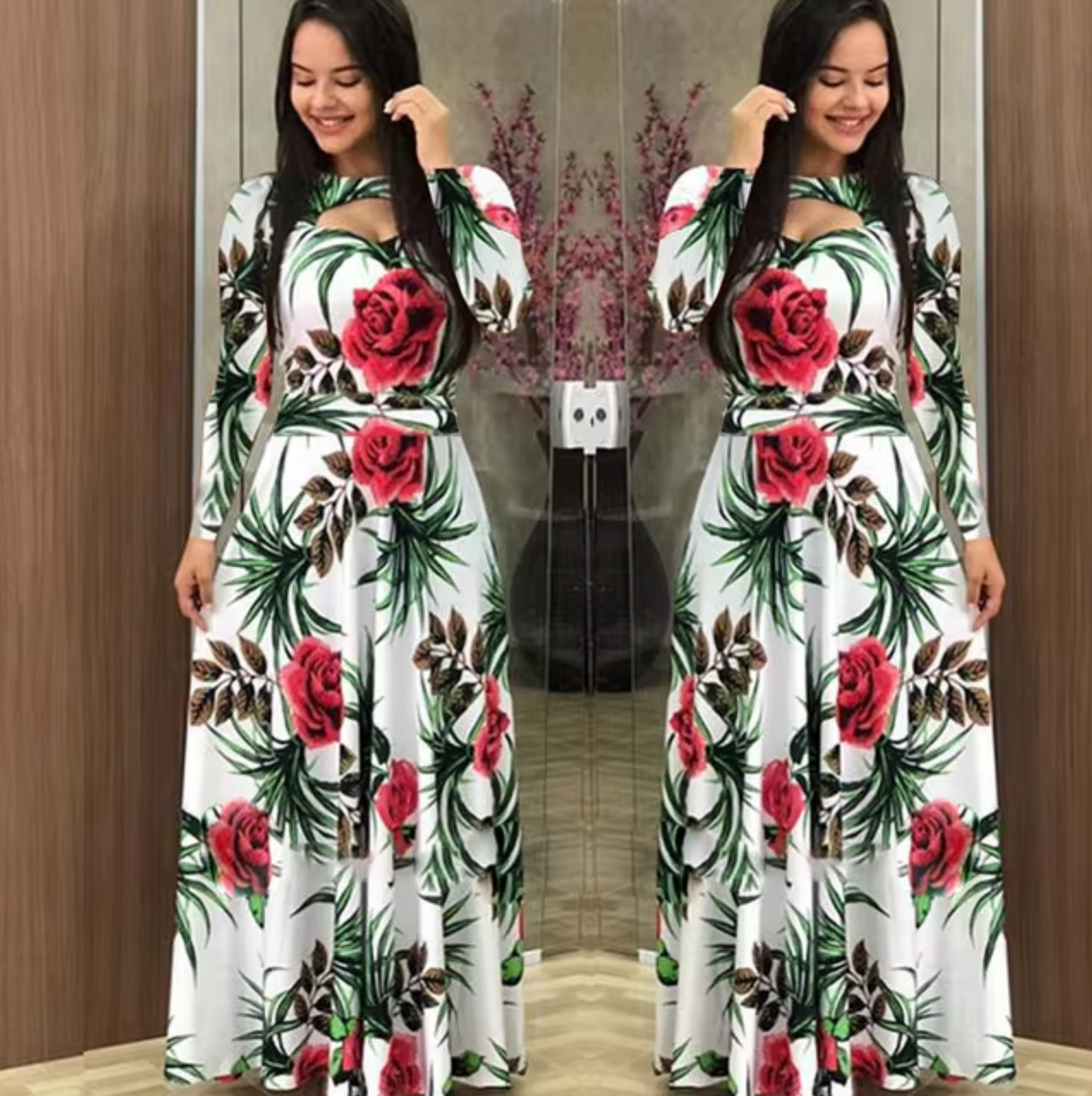 Vestido Maxi Floral Mujer Elegante