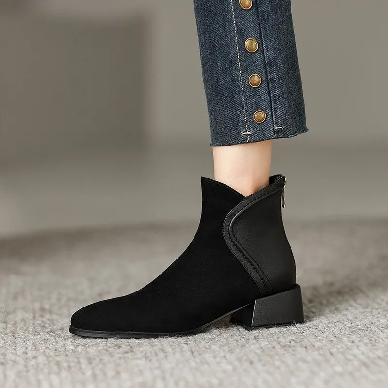 Botas bajas Mujer Rosas con Detalles Contraste