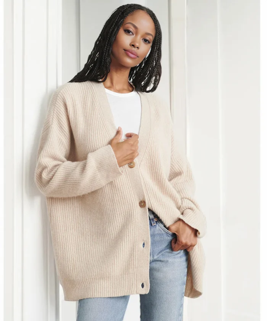 Chaqueta de punto suave cuello alto mujer